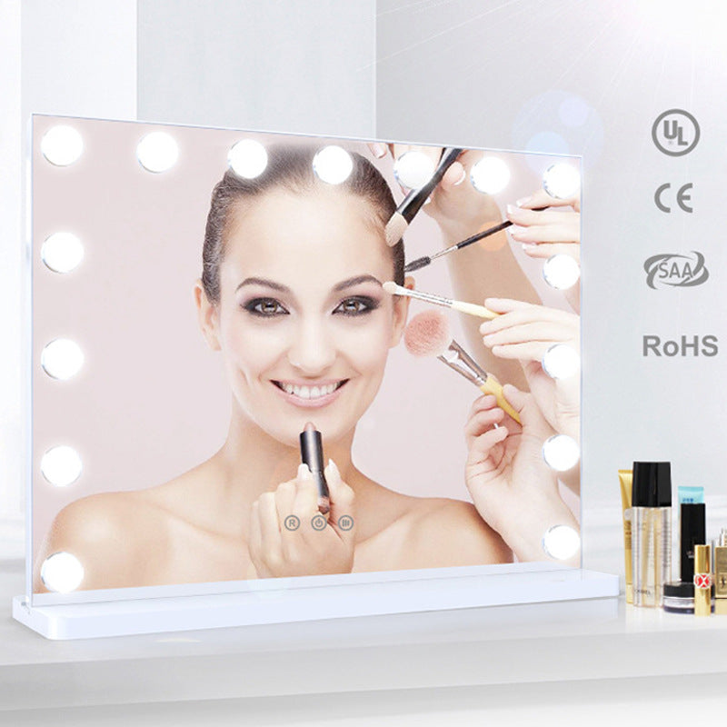 Makeup mirror with adjustable lighting