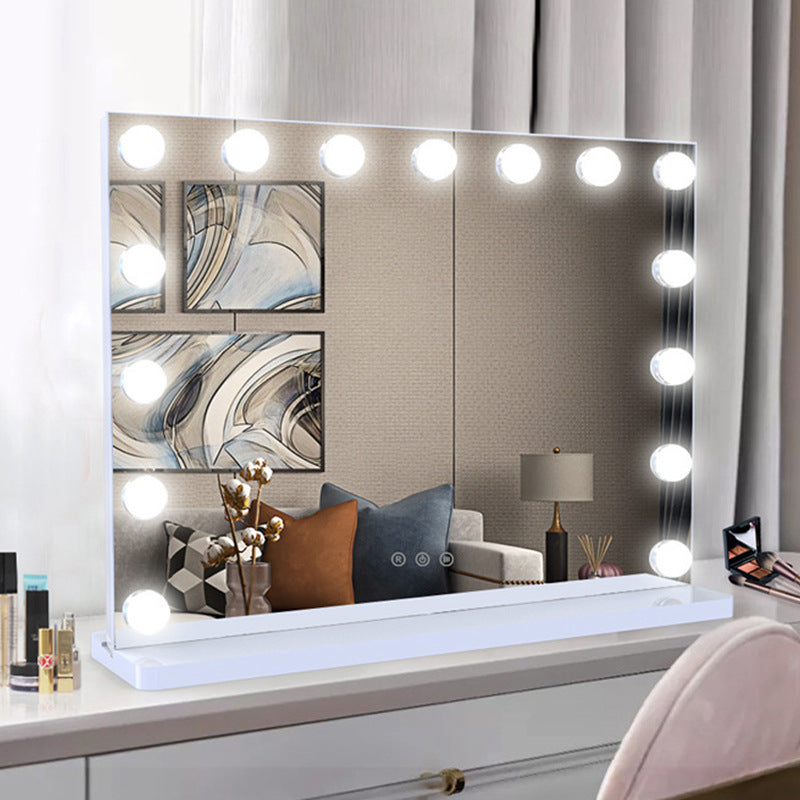 Makeup mirror with adjustable lighting