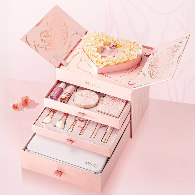 Silk Satin Makeup Gift Box with Lipstick